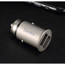 BENKS BULLET DUAL USB CAR CHARGER C27 (SILVER)