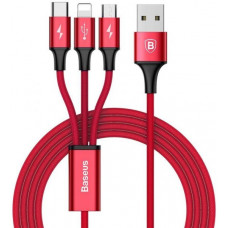 BASEUS 3-in-1 Micro-USB + Lightning + Type C Cable-Red