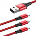BASEUS 3-in-1 Micro-USB + Lightning + Type C Cable-Red